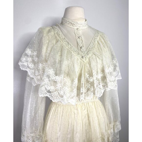 NWT VTG Cummings Victorian Lace Wedding Dress Romantic Intermission Length -flaw - Picture 7 of 13